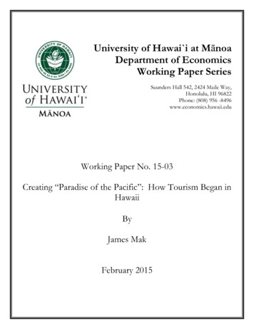 University Of Hawai I At Mānoa Department Of Economics Working Paper Series
