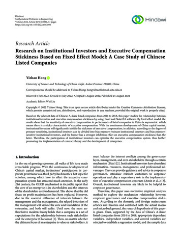Research On Institutional Investors And Executive Compensation .