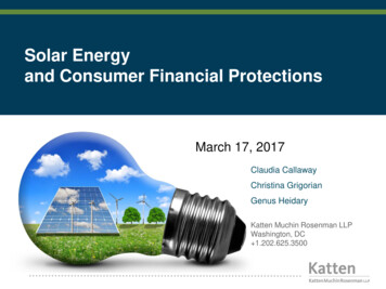 Solar Energy And Consumer Financial Protections - Katten Muchin Rosenman