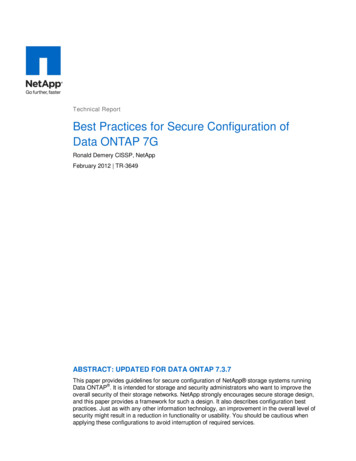 Best Practices For Secure Configuration Of Data ONTAP 7G - NetApp