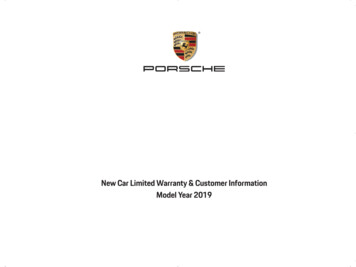 New Car Limited Warranty & Customer Information Model Year 2019 - Porsche