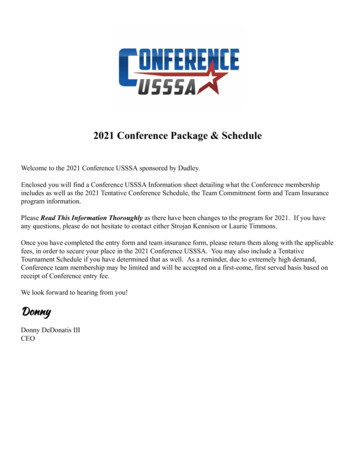 2021 Conference Package & Schedule - Xlapi2.usssa 
