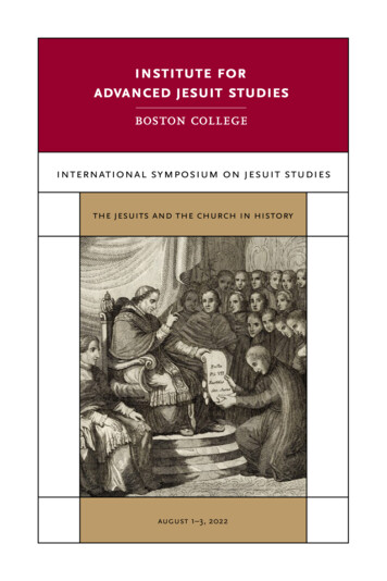 InternatIonal SympoSIum On JeSuIt StudIeS - Boston College