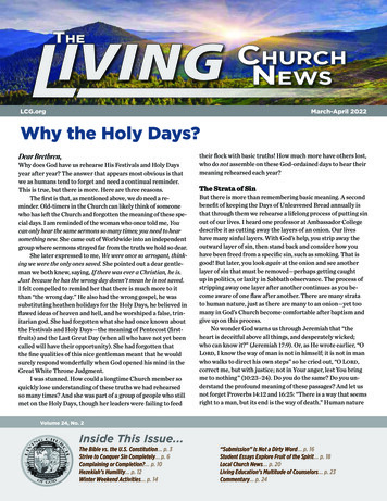 The ChurCh News LCG March-April 2022 Why The Holy Days? - LCG Members
