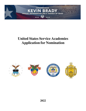 United States Service Academies Application For Nomination - House
