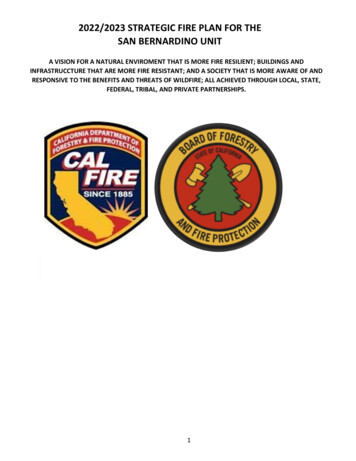 2022/2023 Strategic Fire Plan For The San Bernardino Unit
