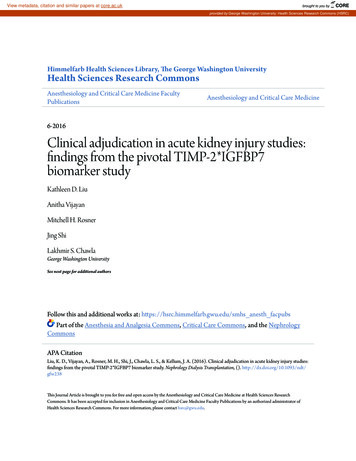 Clinical Adjudication In Acute Kidney Injury Studies: Findings . - CORE