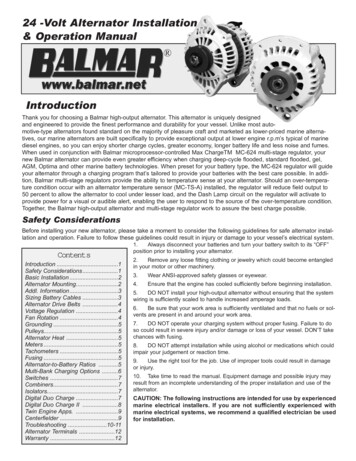 24 -Volt Alternator Installation & Operation Manual Introduction - Balmar
