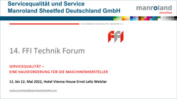 Servicequalität Und Service Manroland Sheetfed Deutschland GmbH - FFI