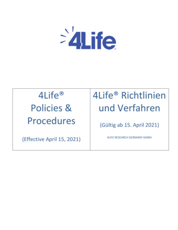 4Life 4Life Richtlinien Policies & Und Verfahren Procedures
