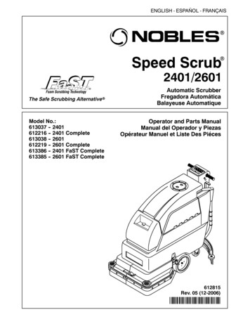 Speed Scrub 2401 / 2601 Operator And Parts Manual - Nobles