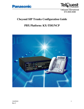 Cbeyond SIP Trunks Configuration Guide TDE NCP CB