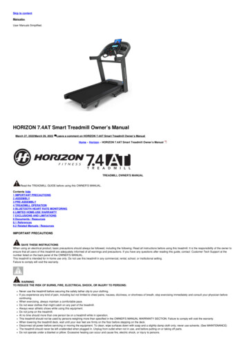 HORIZON 7.4AT Smart Treadmill Owner's Manual - Manuals 