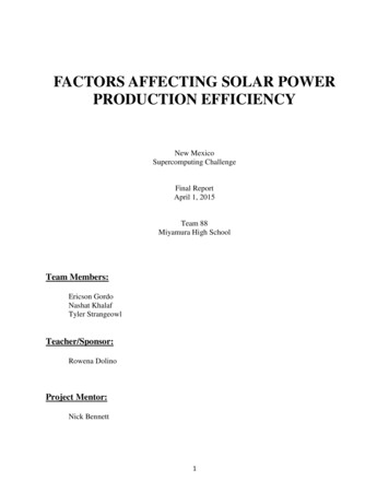 Factors Affecting Solar Power Production Efficiency
