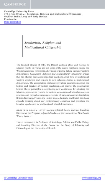 Secularism, Religion And Multicultural Citizenship
