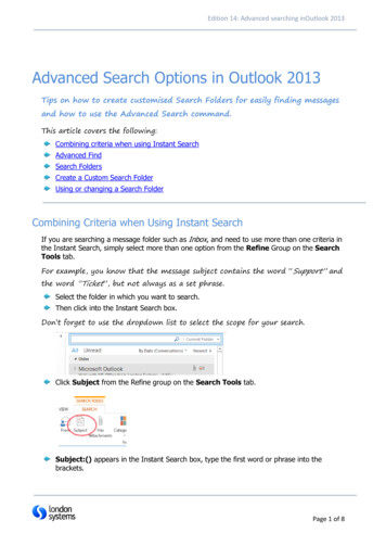 Advanced Search Options In Outlook 2013 - Lonsys.co.uk