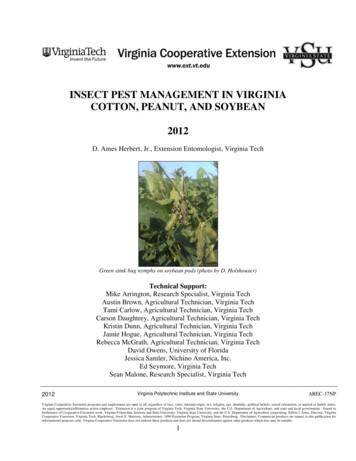 Insect Pest Management In Virginia Cotton, Peanut, And Soybean 2012