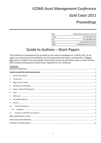 ICOMS Asset Management Conference Gold Coast 2011 Proceedings