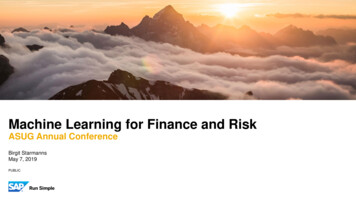 Machine Learning For Finance And Risk - Americas' SAP Users' Group