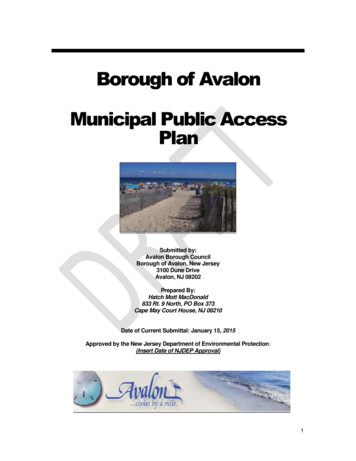 Borough Of Avalon Municipal Public Access Plan - Government Of New Jersey