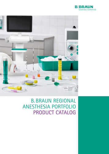 B. Braun Regional Anesthesia Portfolio Product Catalog