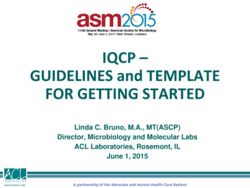 IQCP GUIDELINES And TEMPLATE FOR GETTING STARTED