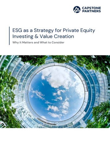 Capstone Partners ESG As A Strategy For Private Equity Investing .