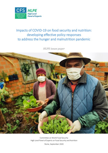 Impacts Of COVID-19 On Food Security And Nutrition: Developing .