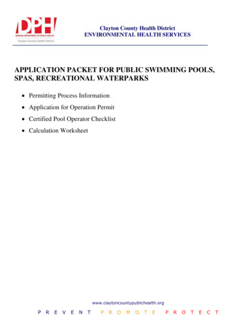 Application Packet For Public Swimming Pools, Spas, Recreational Waterparks