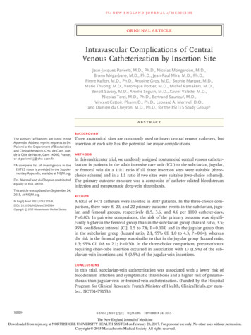 Intravascular Complications Of Central Venous Catheterization By .