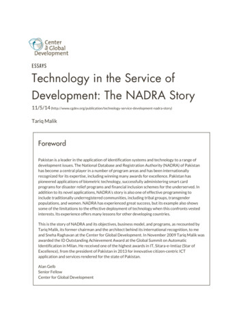 ESSAYS Technology In The Service Of Development: The NADRA Story