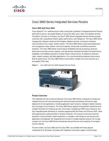 Cisco 3800 Series Integrated Services Routers - Andover Consulting Group