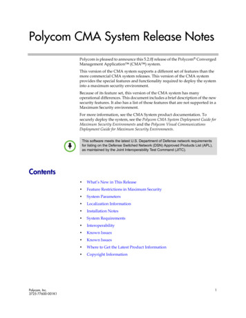 Polycom CMA System Release Notes V5.2 - Plantronics