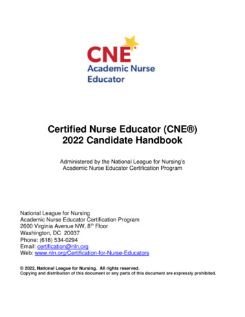 Certified Nurse Educator (CNE ) 2022 Candidate Handbook - Nln 