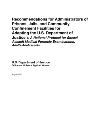 Recommendations For Administrators Of Prisons, Jails, And Community .
