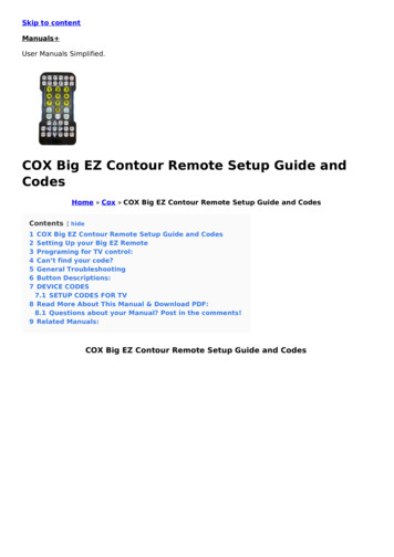 COX Big EZ Contour Remote Setup Guide And Codes - Manuals 