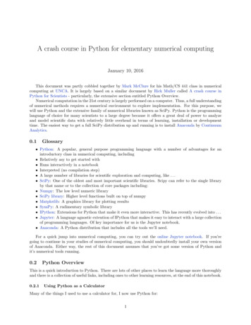 A Crash Course In Python For Elementary Numerical Computing - Mark's Math