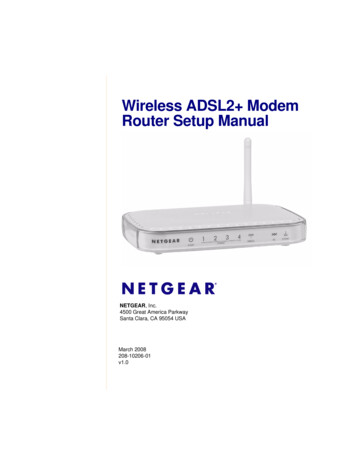 Wireless ADSL2 Modem Router Setup Manual - Netgear