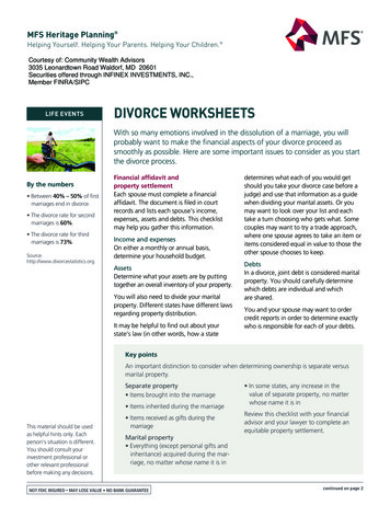 Life Events Divorce Worksheets - Cbtc