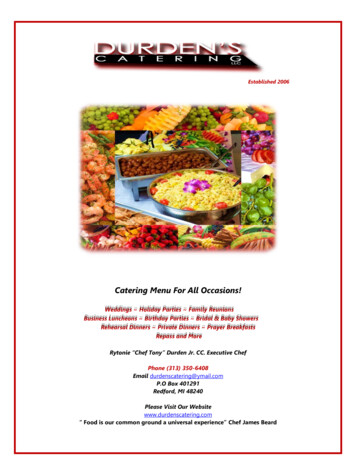 Catering Menu For All Occasions - Durden's Catering