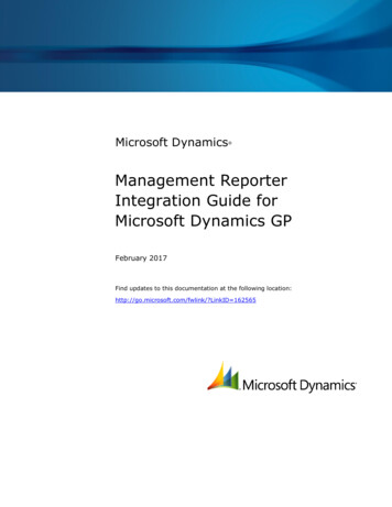 Management Reporter Integration Guide For Microsoft Dynamics GP