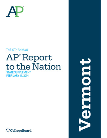 THE 10TH ANNUAL AP Report To The Nation Vermont - Ed