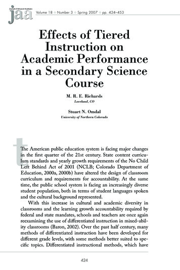 Effects Of Tiered Instruction On Academic Performance In A . - ERIC