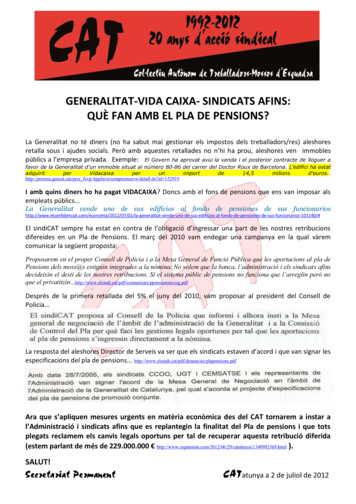 Generalitat-vida Caixa- Sindicats Afins: Què Fan Amb El Pla De Pensions?