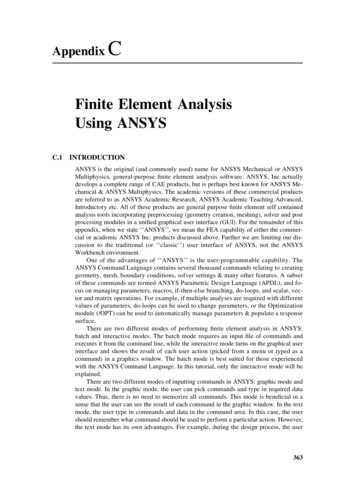 Finite Element Analysis Using ANSYS - University Of Florida