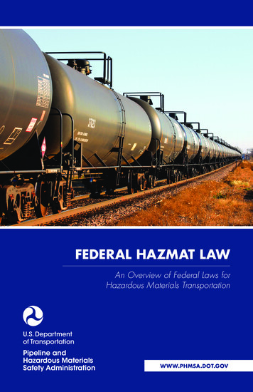 Federal Hazmat Law - Pipeline And Hazardous Materials Safety Administration
