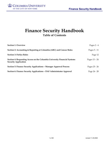 Finance Security Handbook - Columbia University