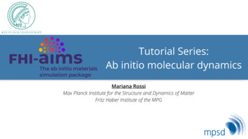 Tutorial Series: Ab Initio Molecular Dynamics - FHI Conference System .