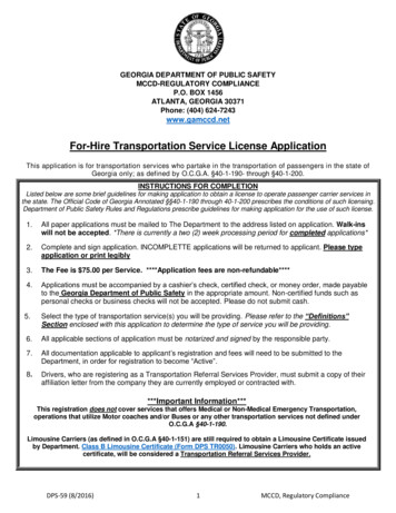 For-Hire Transportation Service License Application