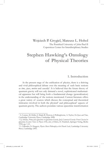 Stephen Hawking's Ontology Of Physical Theories - Mateusz Hohol